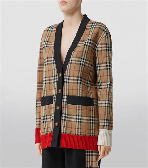 burberry brit check cardigan|Burberry Check wool cardigan.